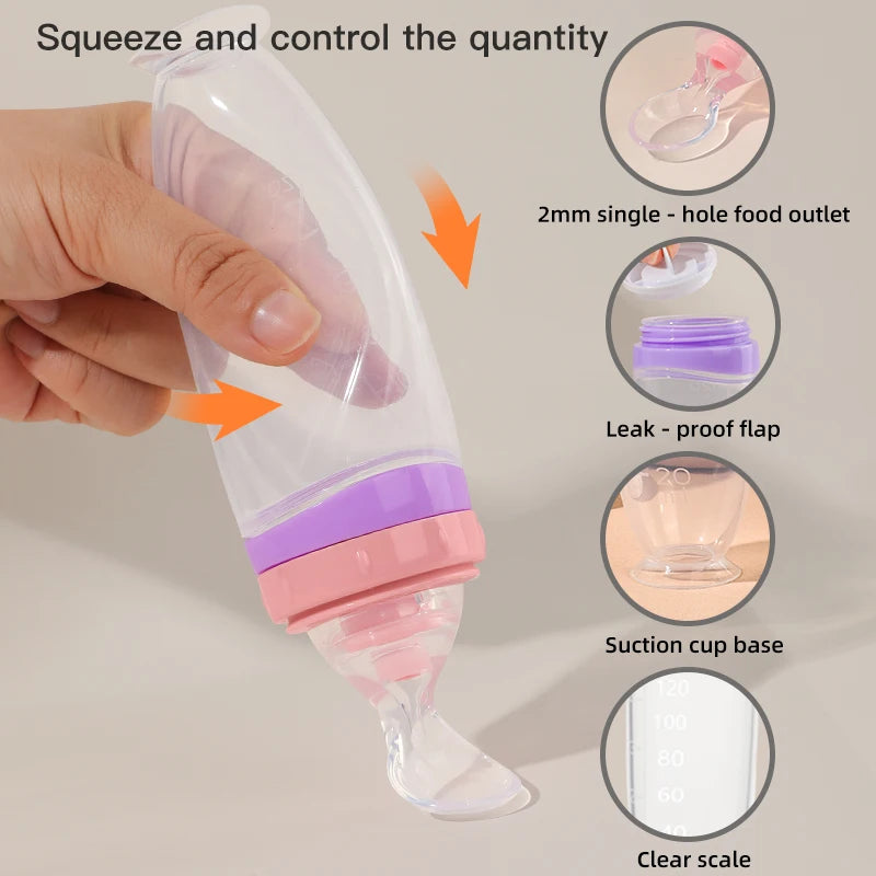 120ml Baby Silicone Food Squeeze Feeder – Detachable Spoon