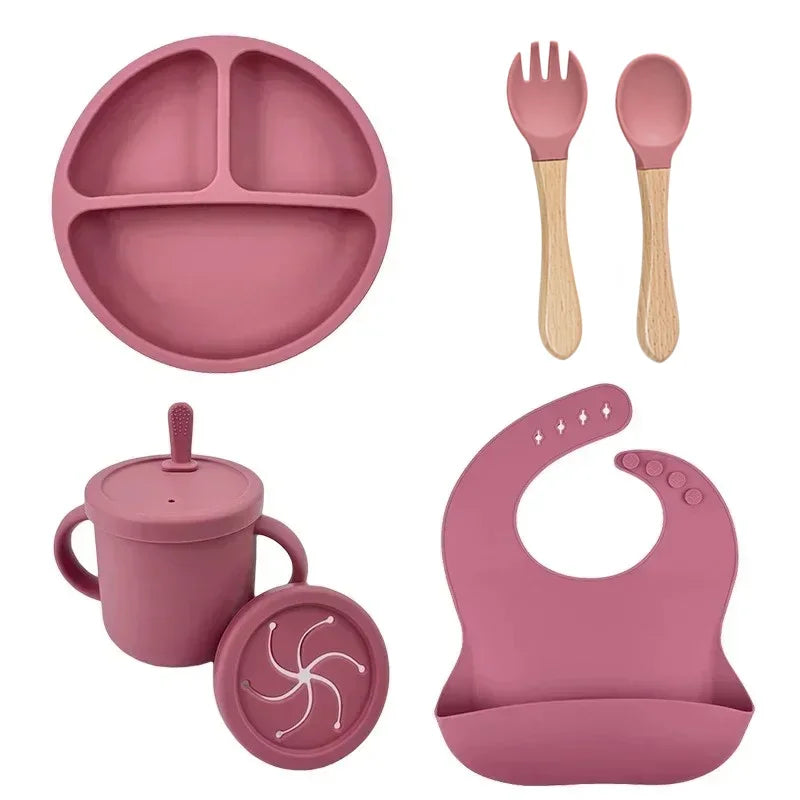 Silicone Baby Feeding Set – Bowl, Plate, Cup & Utensils