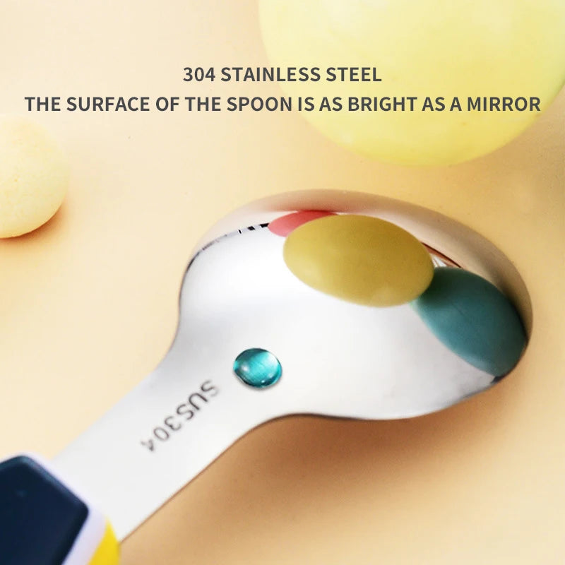 2-Piece Toddler Utensil Set – Cartoon Dinosaur