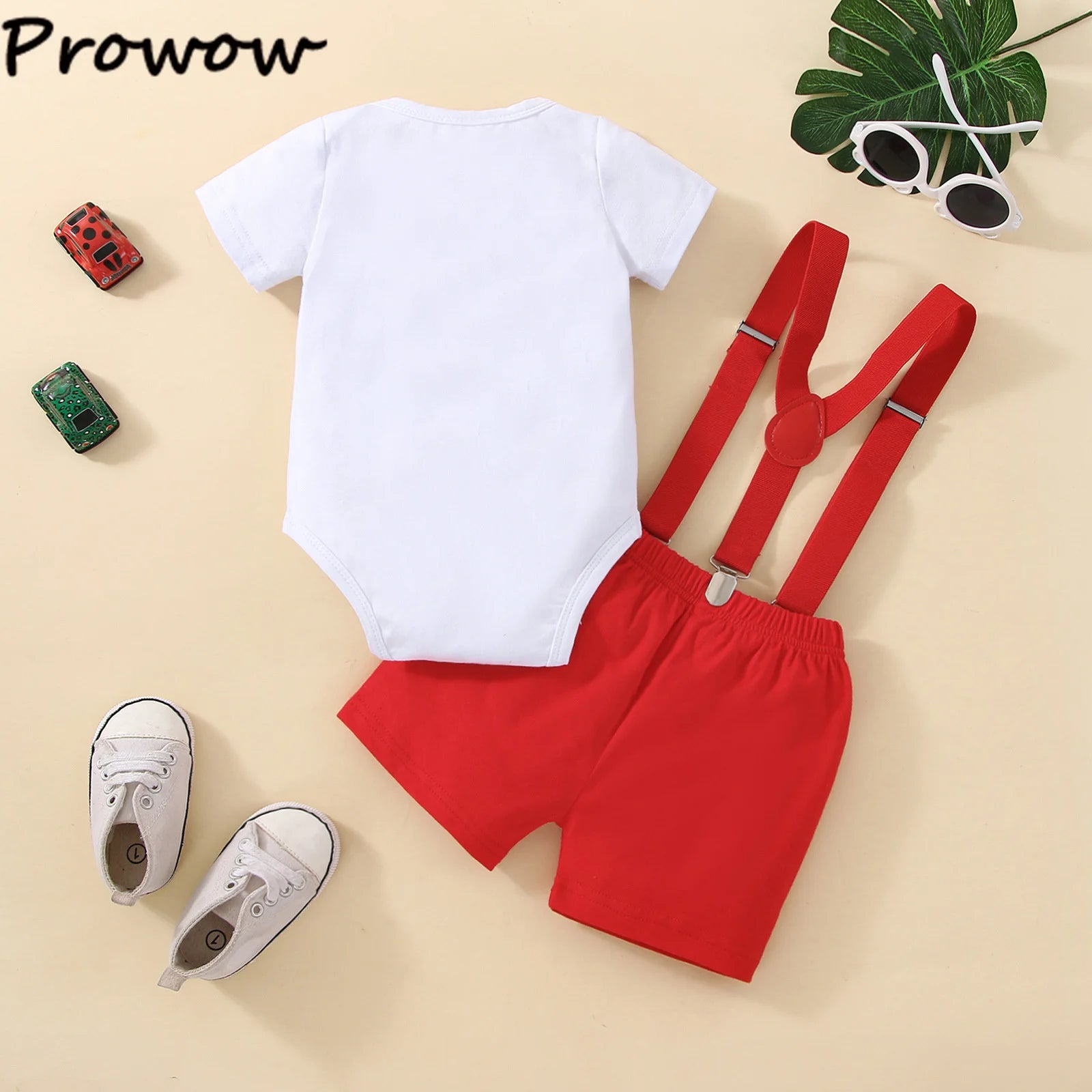 Baby Boy 1st Birthday Outfit – Balloon “1” Bodysuit & Suspender Shorts