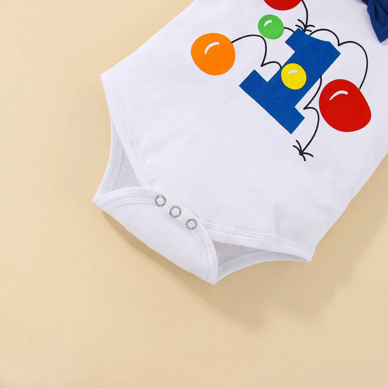 Baby Boy 1st Birthday Outfit – Balloon “1” Bodysuit & Suspender Shorts