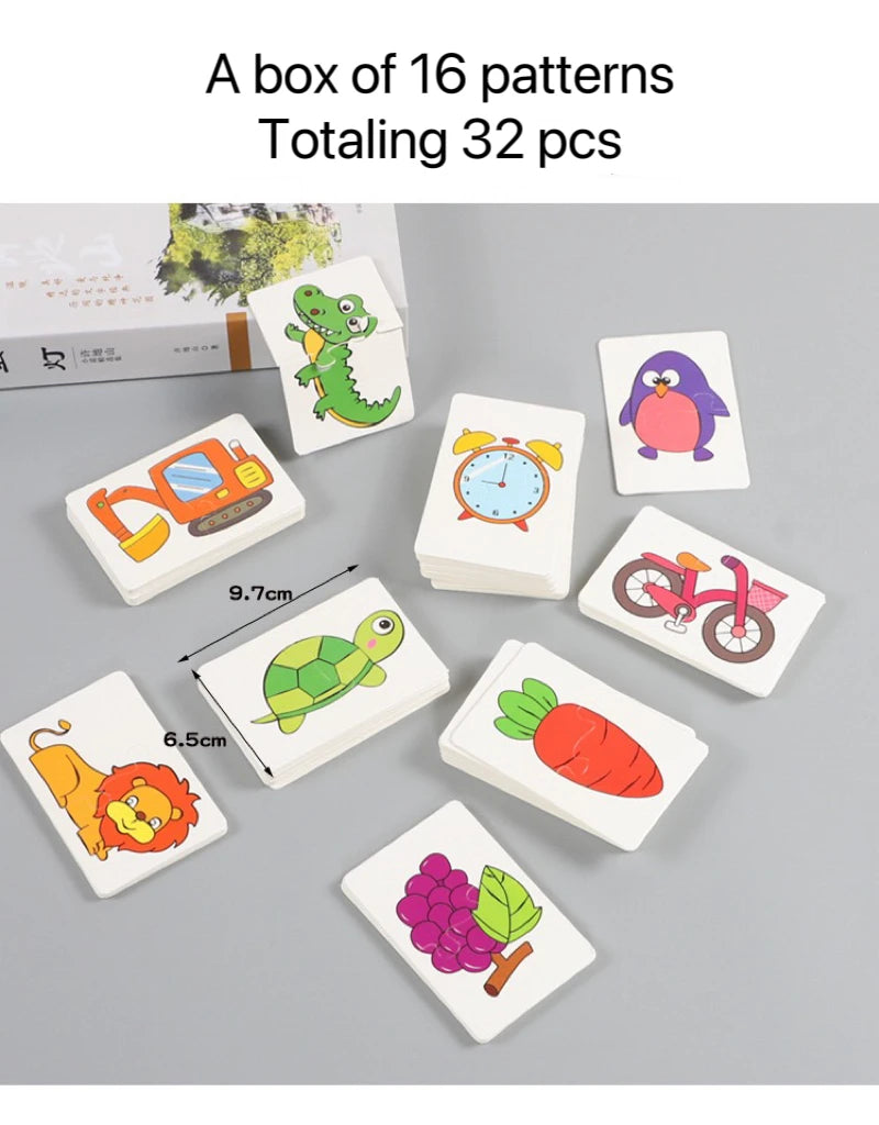 32-Piece Cartoon Matching Puzzle Cards – Early Learning Toy