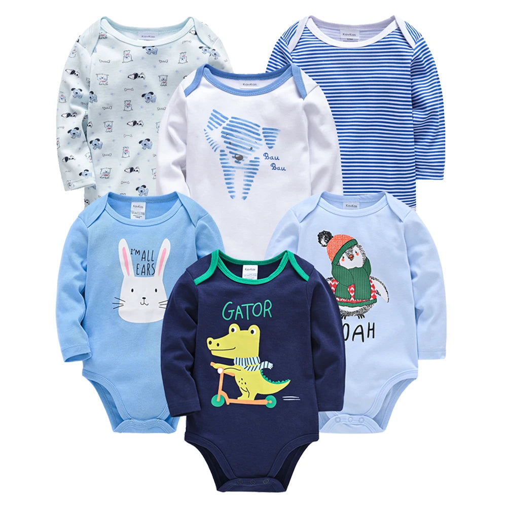 Baby Cotton Bodysuit Set – 3 or 6 PCS