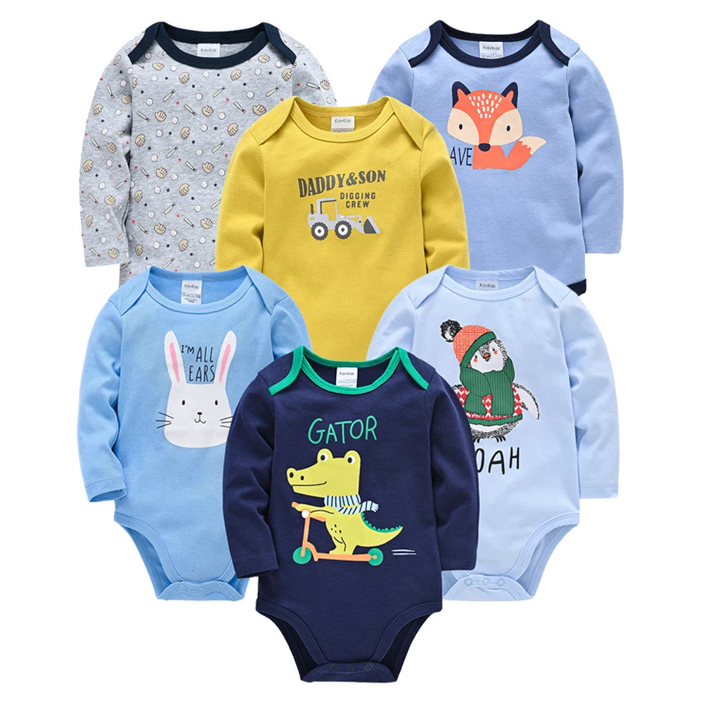 Baby Cotton Bodysuit Set – 3 or 6 PCS