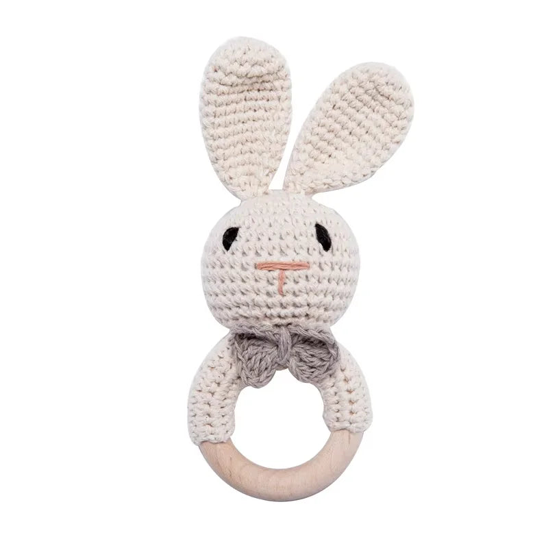 Baby Crochet Wooden Rabbit Rattle Toy