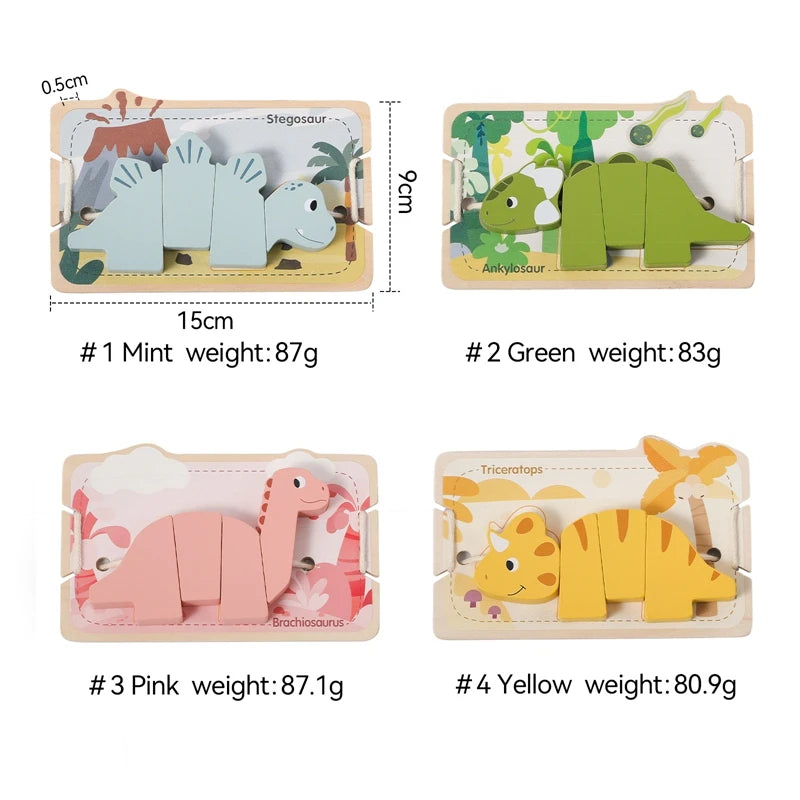 Baby Wooden Animal Threading Toy