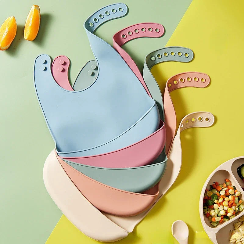 Baby Silicone Bib – Adjustable Waterproof Feeding Bib BPA-Free