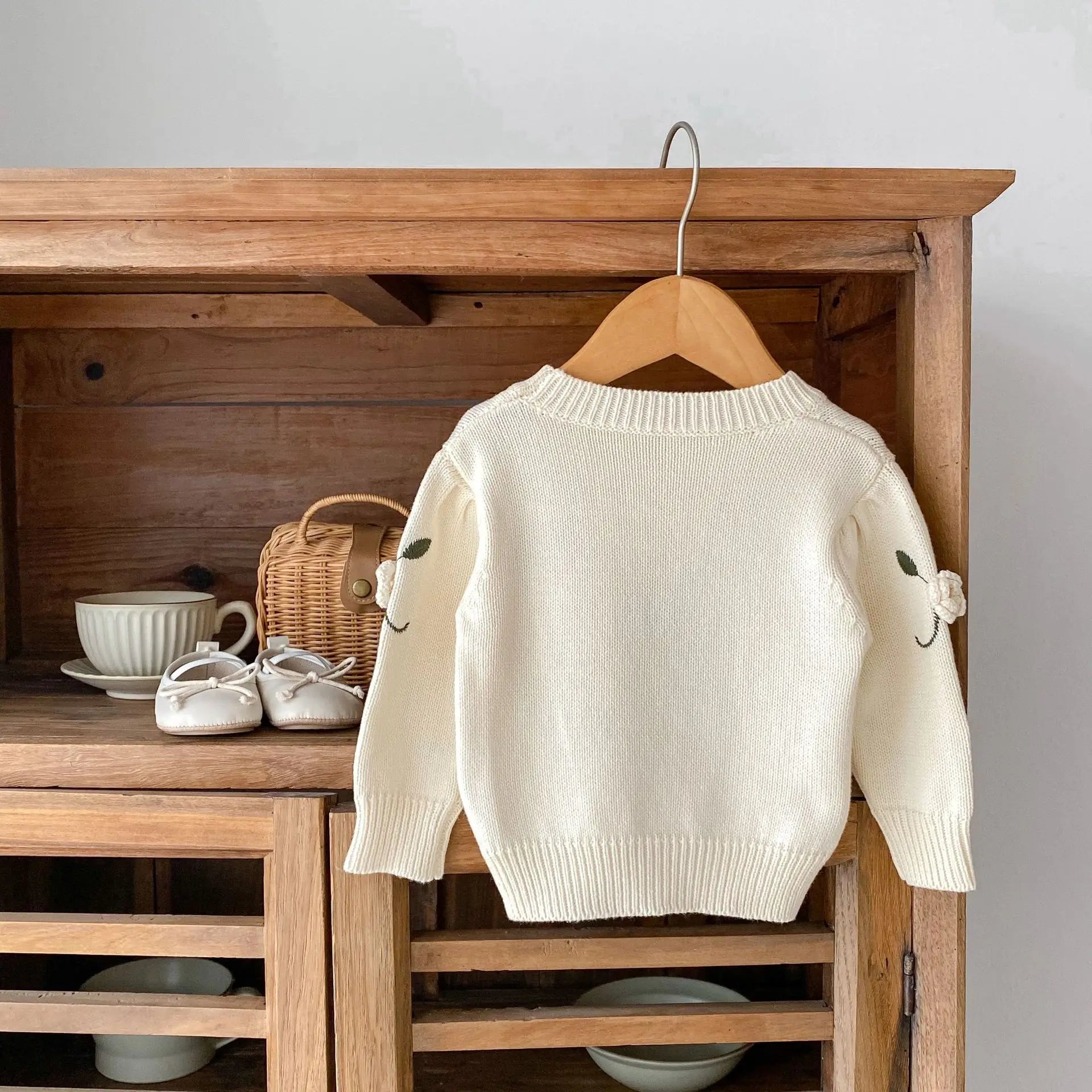 Autumn Baby Girl Knitted Sweater – Cotton Embroidered Pullover Top