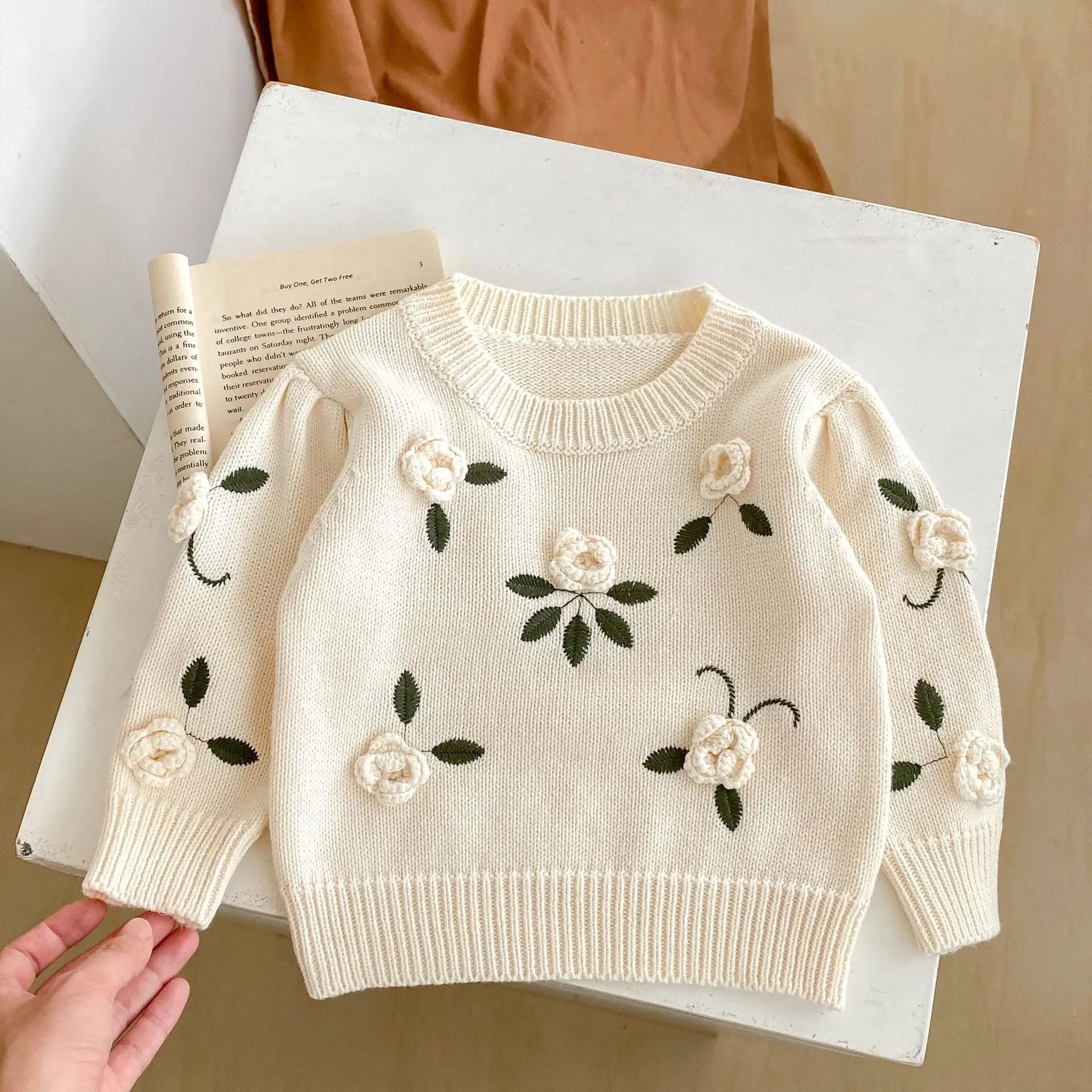 Autumn Baby Girl Knitted Sweater – Cotton Embroidered Pullover Top