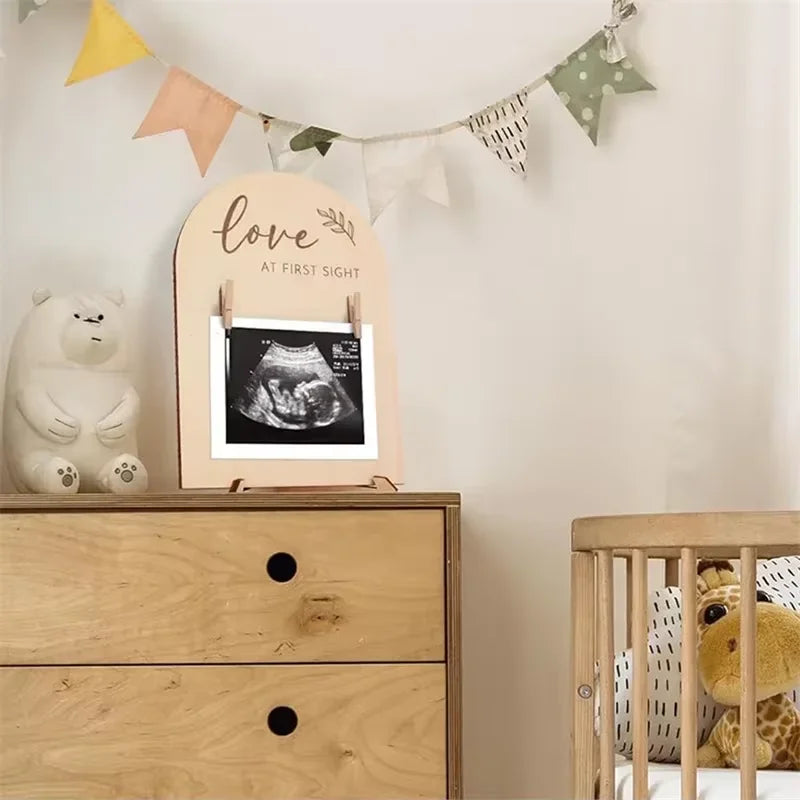 Wooden Double-Sided Photo Frame – Pregnancy & Newborn Gift