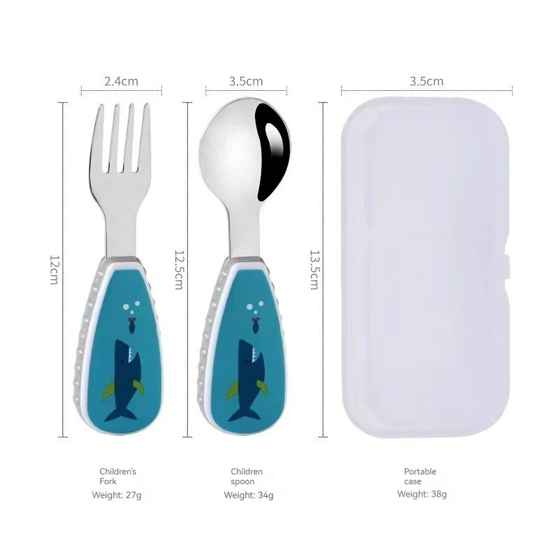 2-Piece Toddler Utensil Set – Cartoon Dinosaur