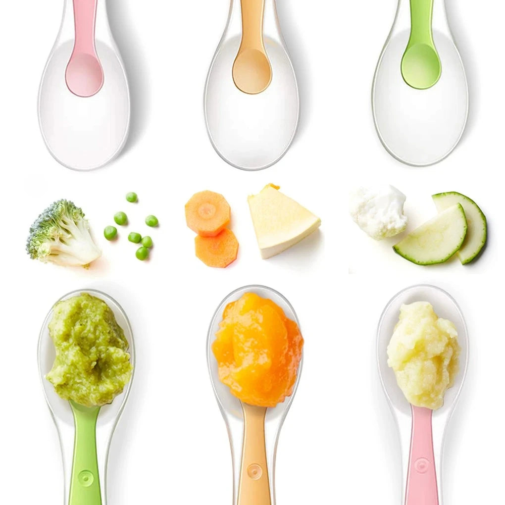 2pcs Baby Silicone Feeding Spoons with Storage Box – Soft Tip Training Tableware