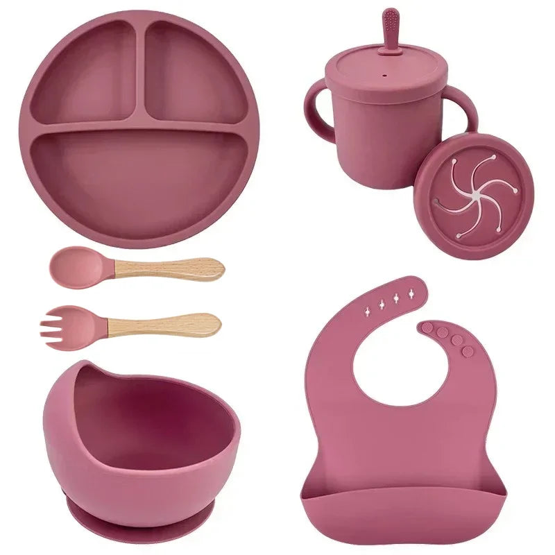Silicone Baby Feeding Set – Bowl, Plate, Cup & Utensils