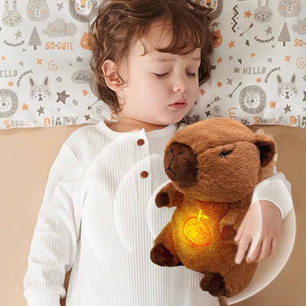 Breathing Capybara Plush Toy with Sound & Light