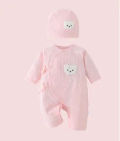 Baby Cartoon Bear Romper with Hat – Cotton Jumpsuit for Newborns