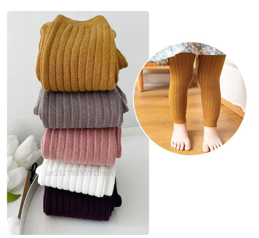 Baby Cotton Ribbed Leggings – Solid Color Pants for Kids (0–6Y)