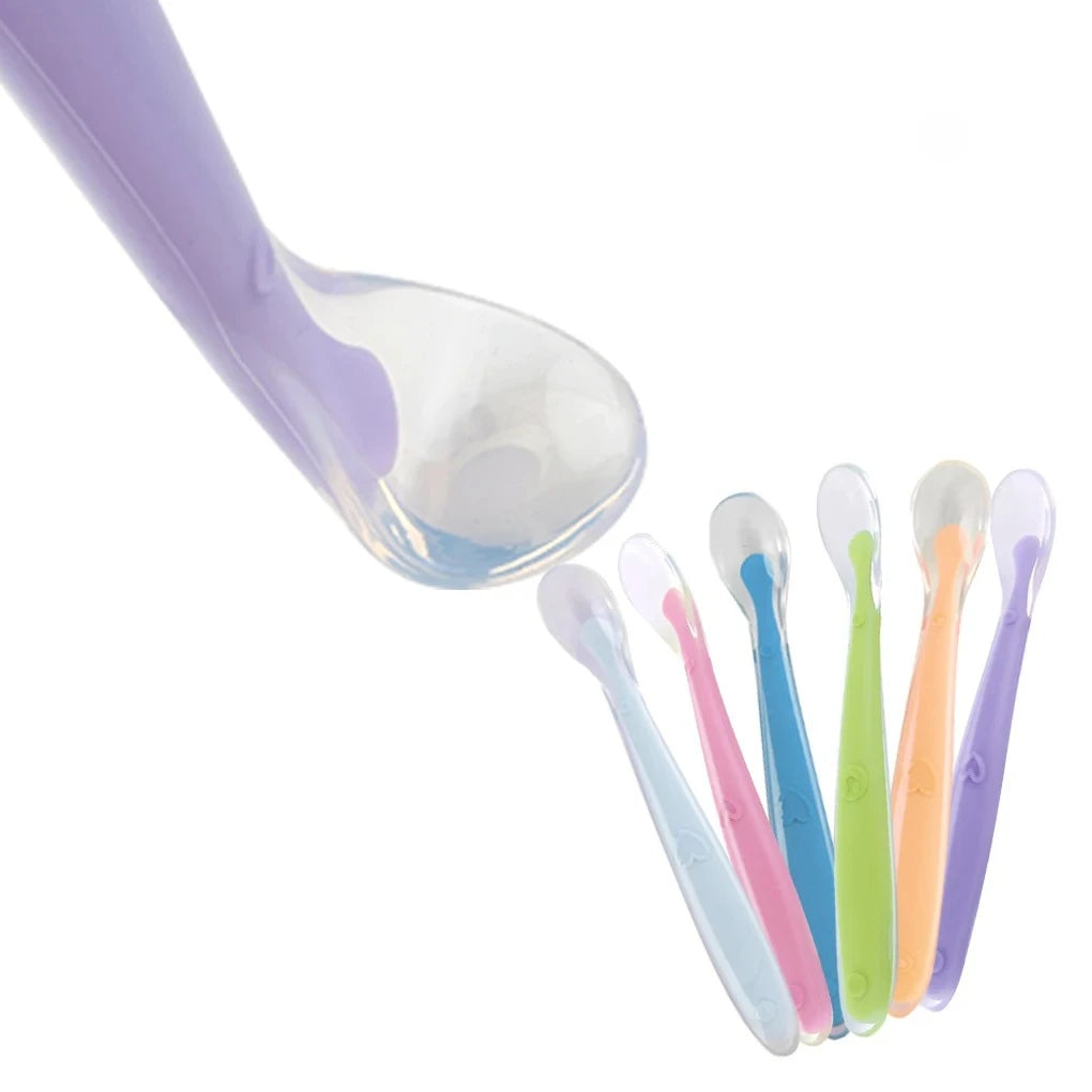 2pcs Baby Silicone Feeding Spoons with Storage Box – Soft Tip Training Tableware