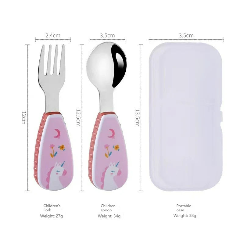 2-Piece Toddler Utensil Set – Cartoon Dinosaur