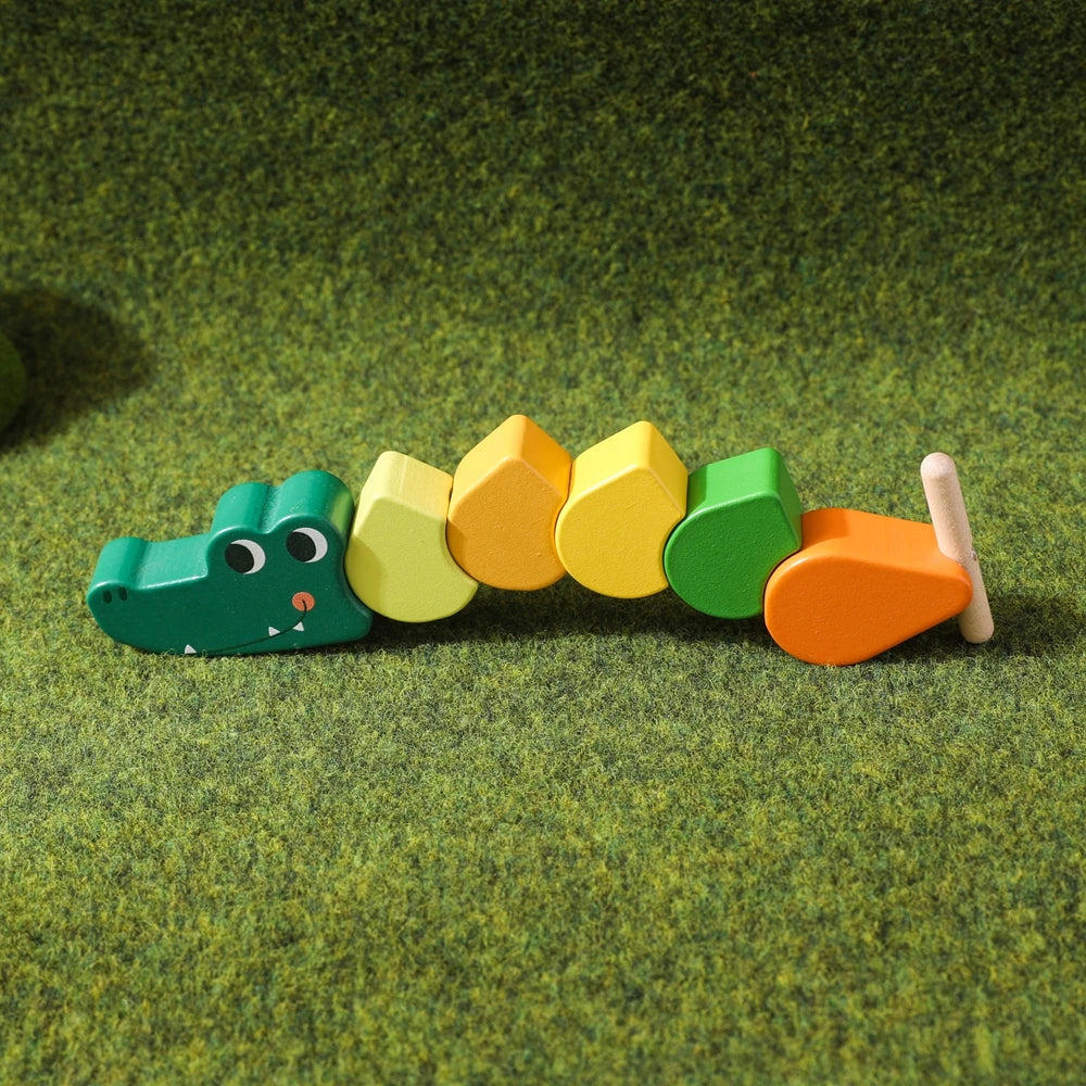 Baby Wooden Animal Threading Toy