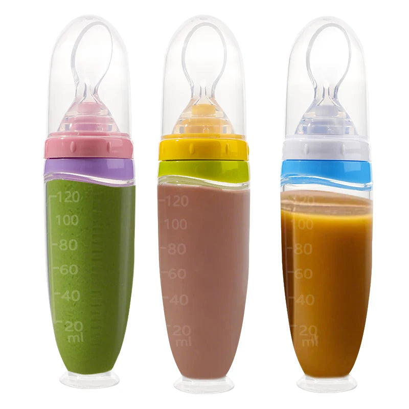 120ml Baby Silicone Food Squeeze Feeder – Detachable Spoon