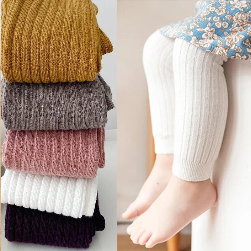 Baby Cotton Ribbed Leggings – Solid Color Pants for Kids (0–6Y)