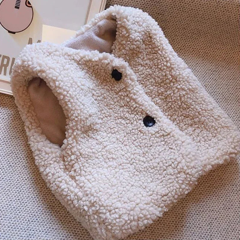 Autumn Winter Baby Plush Vest – Lamb Wool Warm Waistcoat for Kids