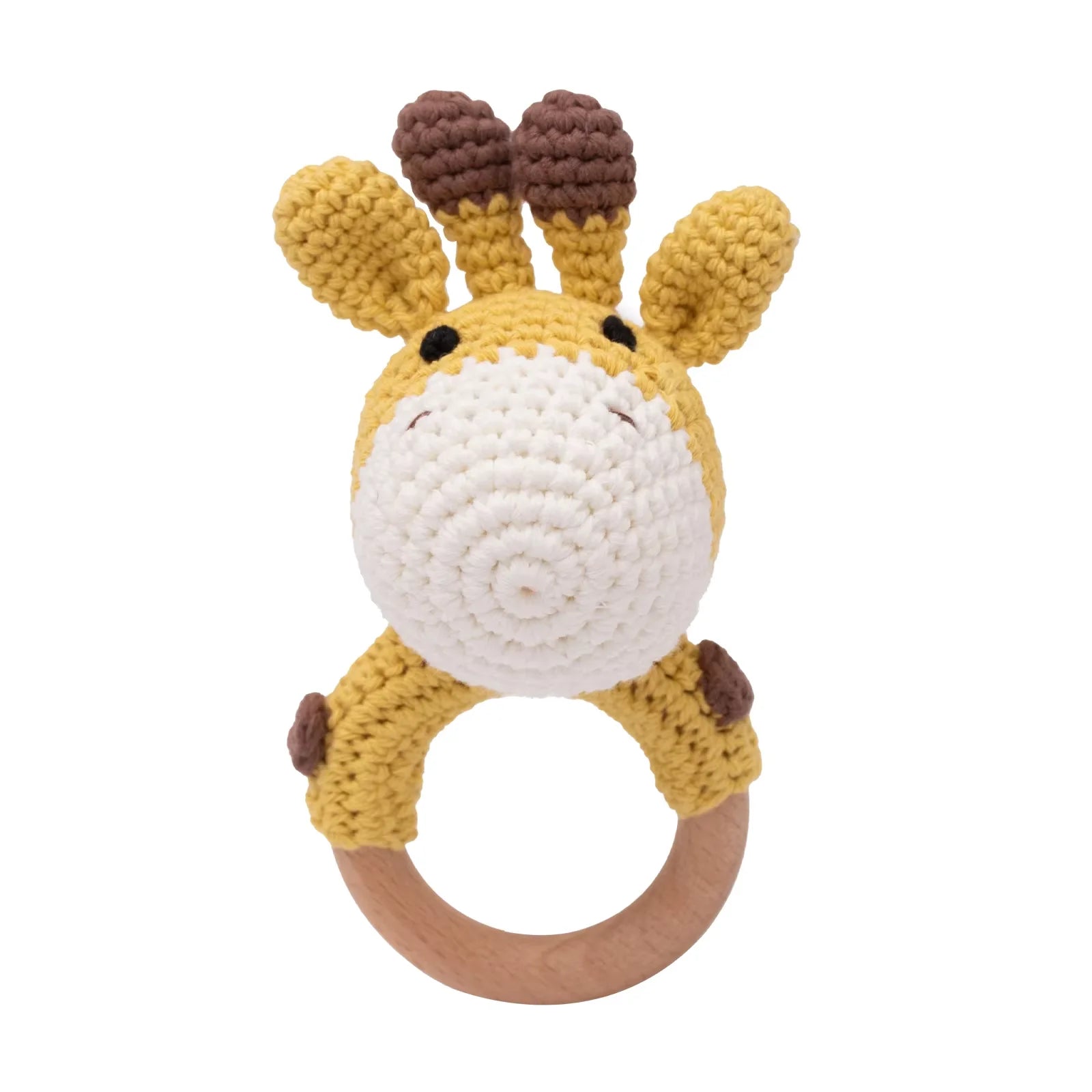 Baby Crochet Wooden Rabbit Rattle Toy