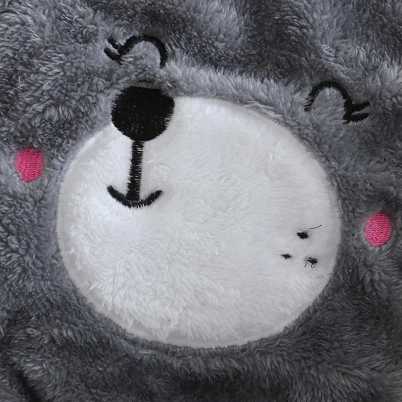 Baby Plush Romper – Warm Cartoon Climbing Outfit (0–2Y)