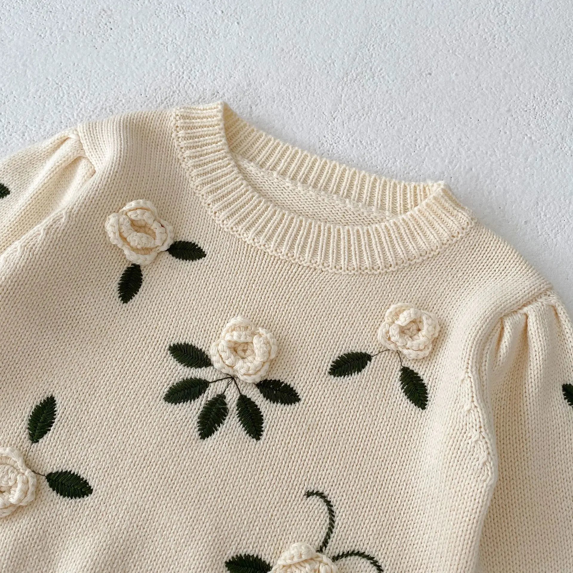 Autumn Baby Girl Knitted Sweater – Cotton Embroidered Pullover Top