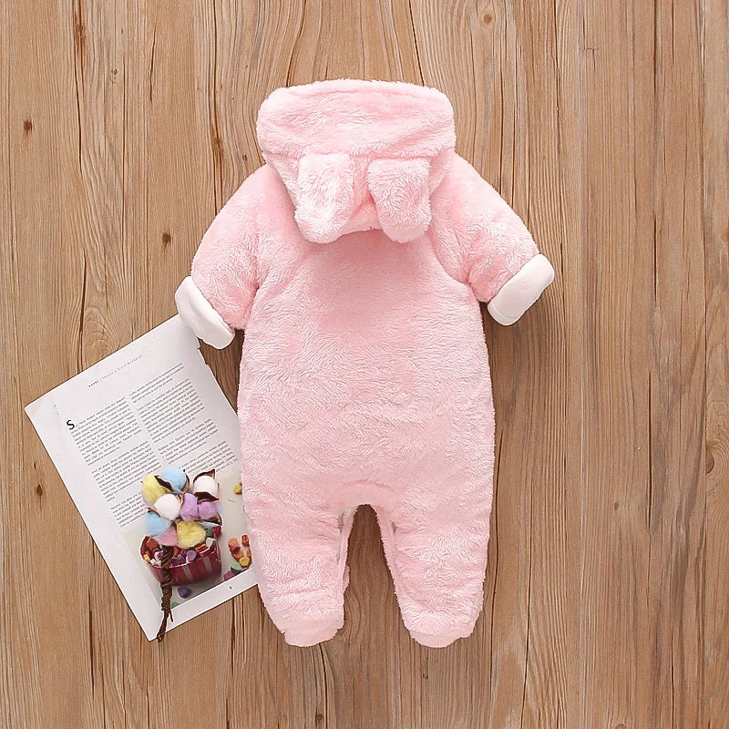 Baby Plush Romper – Warm Cartoon Climbing Outfit (0–2Y)