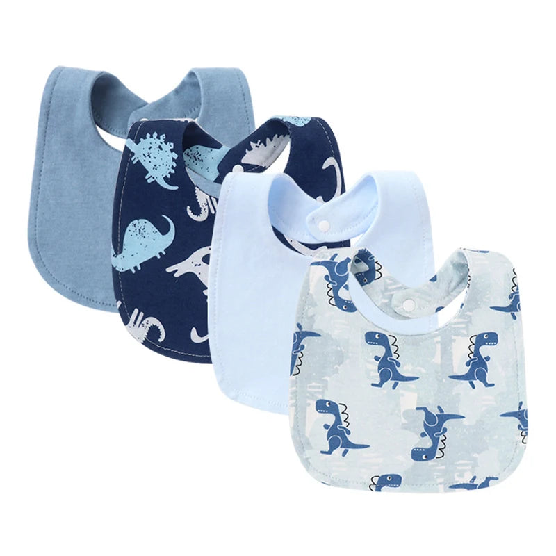 4-Piece Baby Bibs Set – Cotton Cartoon Burp Cloths