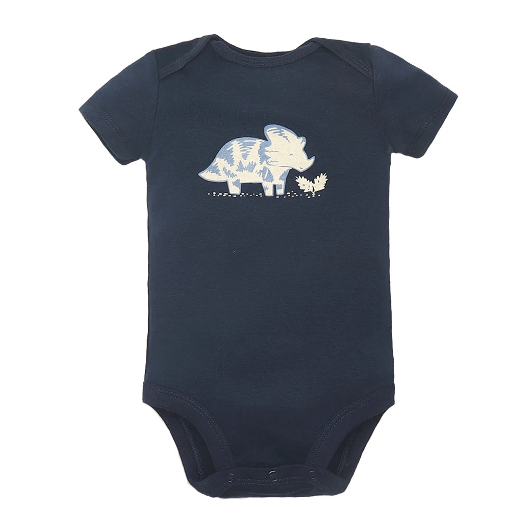 5PCS Baby Bodysuit Set – 100% Cotton Short Sleeve Jumpsuits (6–24M)